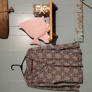 Elle Black and Cream Patterned Long Sleeve Blouse